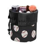 Black Baseball Pattern Print Drawstring Makeup Bag