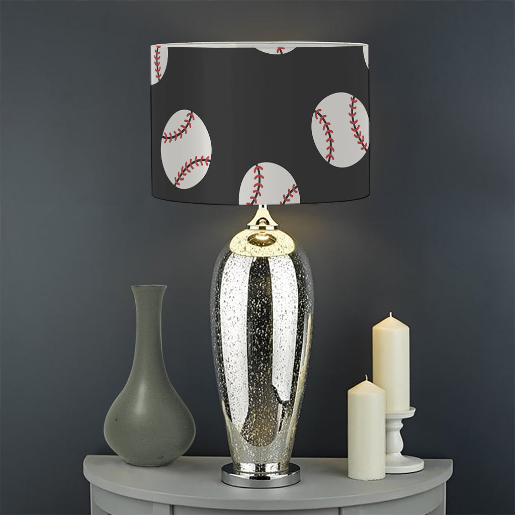 Black Baseball Pattern Print Drum Lamp Shade