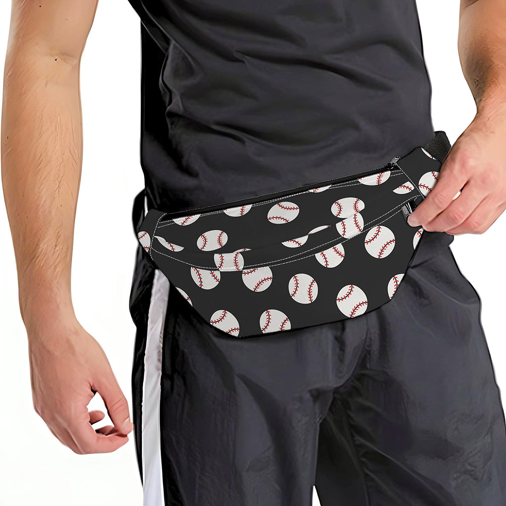 Black Baseball Pattern Print Fanny Pack