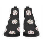 Black Baseball Pattern Print Flat Ankle Boots