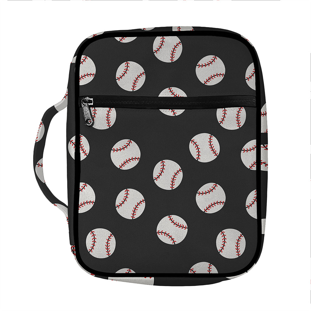 Black Baseball Pattern Print Front Pocket Bible Bag
