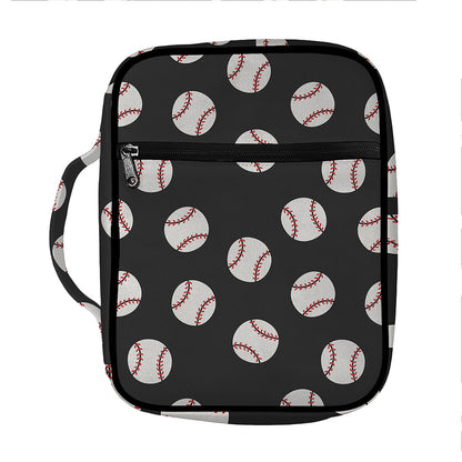 Black Baseball Pattern Print Front Pocket Bible Bag