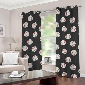 Black Baseball Pattern Print Grommet Curtains