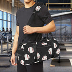 Black Baseball Pattern Print Gym Bag