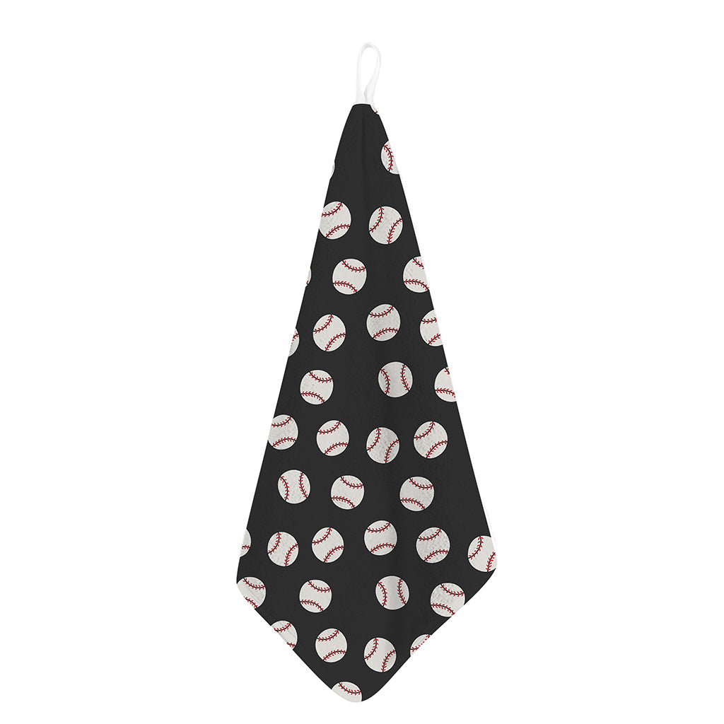 Black Baseball Pattern Print Hand Towel