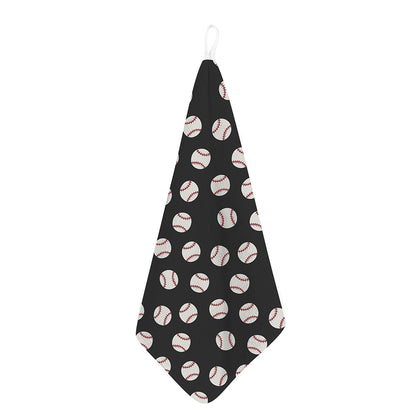 Black Baseball Pattern Print Hand Towel