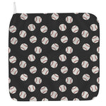 Black Baseball Pattern Print Hand Towel
