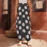 Black Baseball Pattern Print Harem Pants