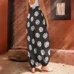 Black Baseball Pattern Print Harem Pants