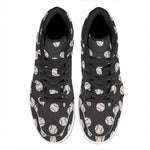 Black Baseball Pattern Print High Top Leather Sneakers