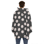 Black Baseball Pattern Print Hoodie Blanket