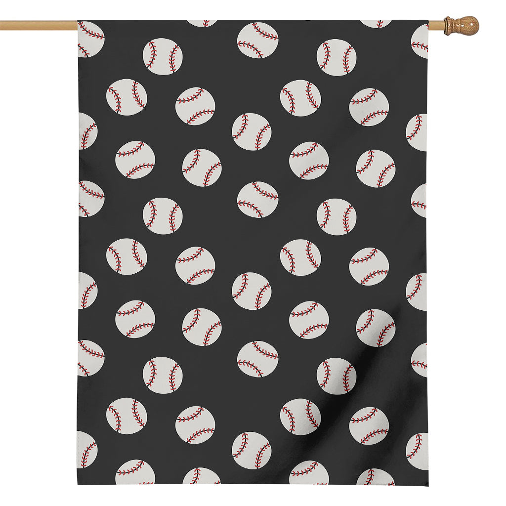Black Baseball Pattern Print House Flag