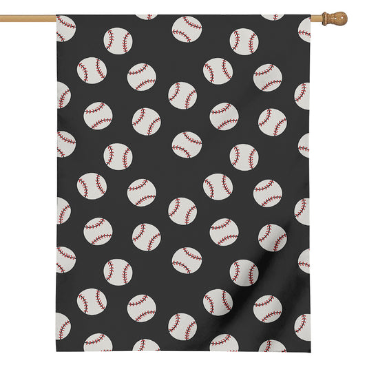 Black Baseball Pattern Print House Flag