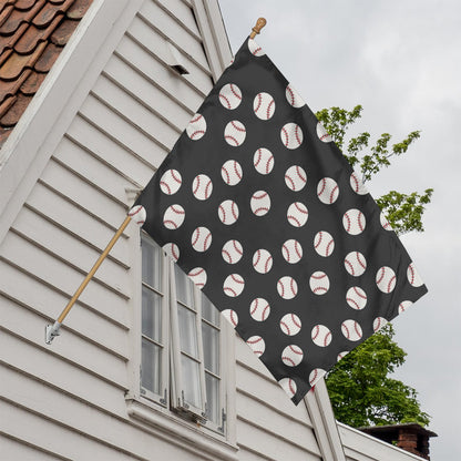 Black Baseball Pattern Print House Flag