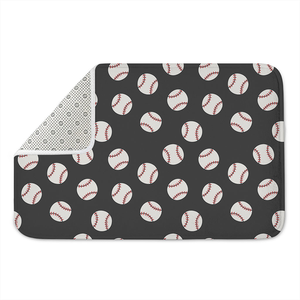 Black Baseball Pattern Print Indoor Door Mat