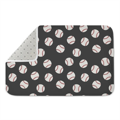 Black Baseball Pattern Print Indoor Door Mat