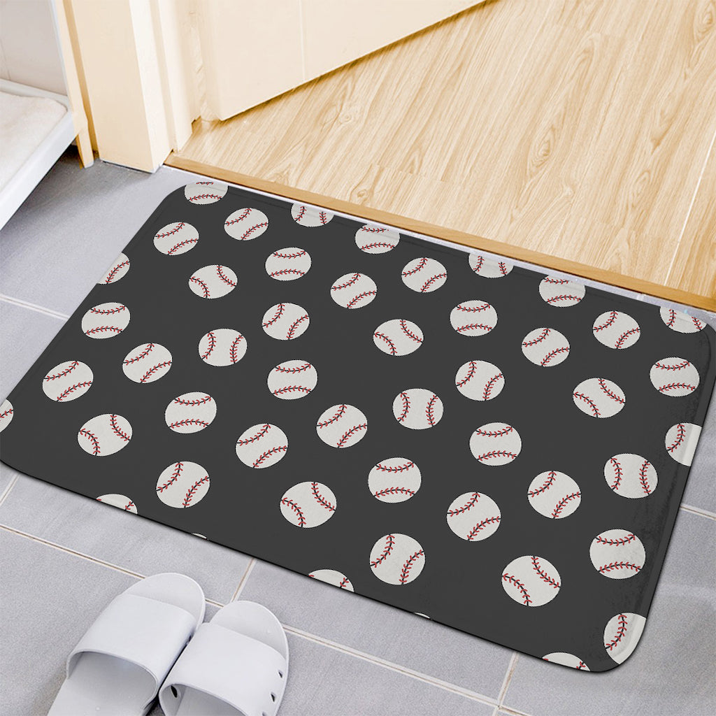 Black Baseball Pattern Print Indoor Door Mat