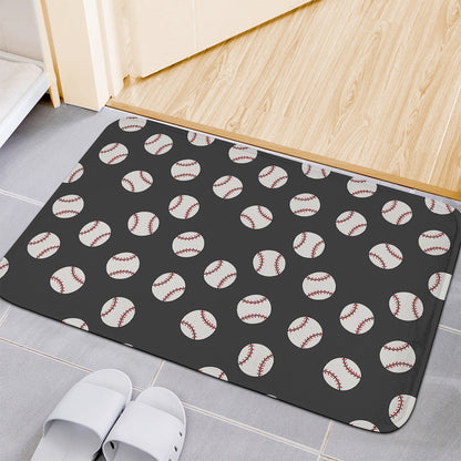 Black Baseball Pattern Print Indoor Door Mat
