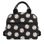 Black Baseball Pattern Print Insulated Lunch Bag