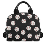 Black Baseball Pattern Print Insulated Lunch Bag