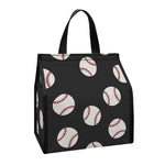 Black Baseball Pattern Print Insulated Lunch Tote