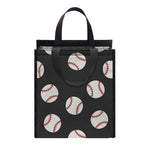 Black Baseball Pattern Print Insulated Lunch Tote