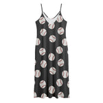 Black Baseball Pattern Print Jersey Midi Cami Dress
