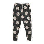 Black Baseball Pattern Print Jogger Pants