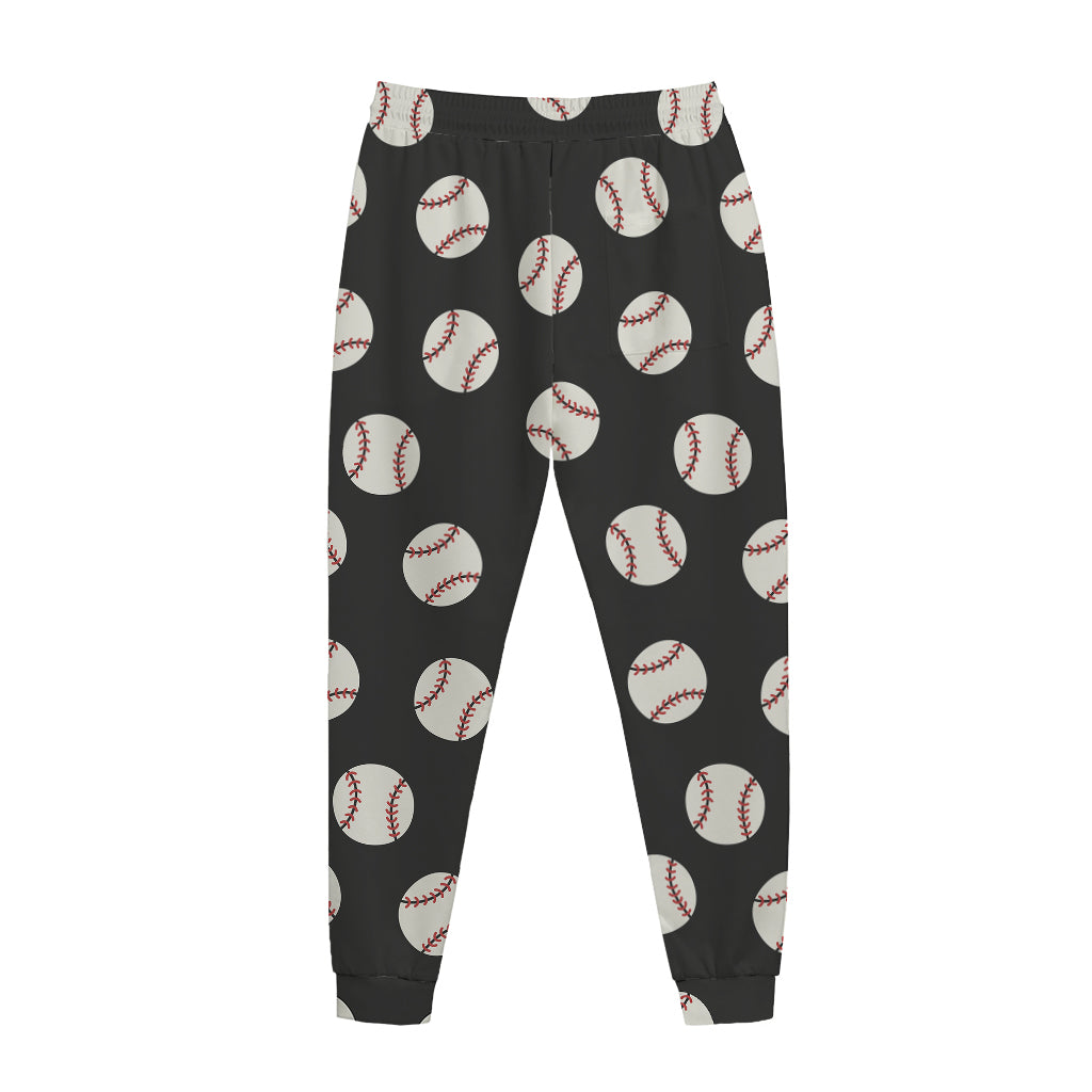 Black Baseball Pattern Print Jogger Pants