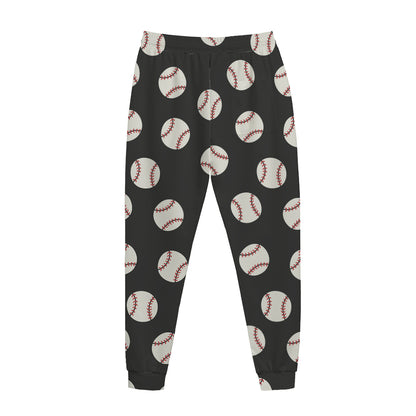 Black Baseball Pattern Print Jogger Pants