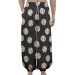 Black Baseball Pattern Print Lantern Pants