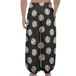 Black Baseball Pattern Print Lantern Pants