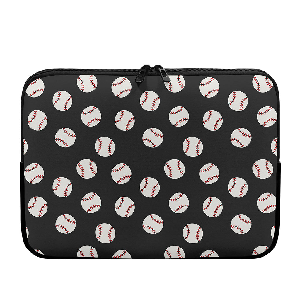 Black Baseball Pattern Print Laptop Sleeve