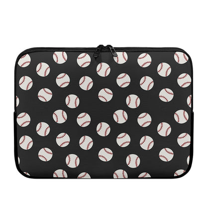 Black Baseball Pattern Print Laptop Sleeve