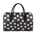 Black Baseball Pattern Print Leather Duffel Bag