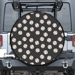 Black Baseball Pattern Print Leather Spare Tire Cover