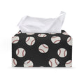 Black Baseball Pattern Print Leather Tissue Box Cover
