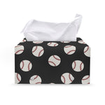 Black Baseball Pattern Print Leather Tissue Box Cover