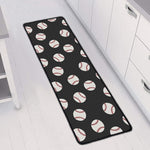 Black Baseball Pattern Print Long Kitchen Mat