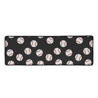Black Baseball Pattern Print Long Kitchen Mat