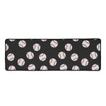 Black Baseball Pattern Print Long Kitchen Mat