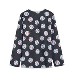 Black Baseball Pattern Print Long Sleeve Short Coat