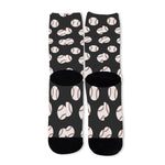 Black Baseball Pattern Print Long Socks