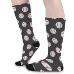 Black Baseball Pattern Print Long Socks