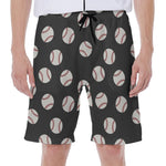 Black Baseball Pattern Print Men's Beach Shorts