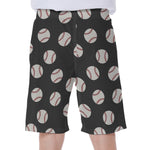 Black Baseball Pattern Print Men's Beach Shorts