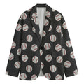Black Baseball Pattern Print Men's Blazer