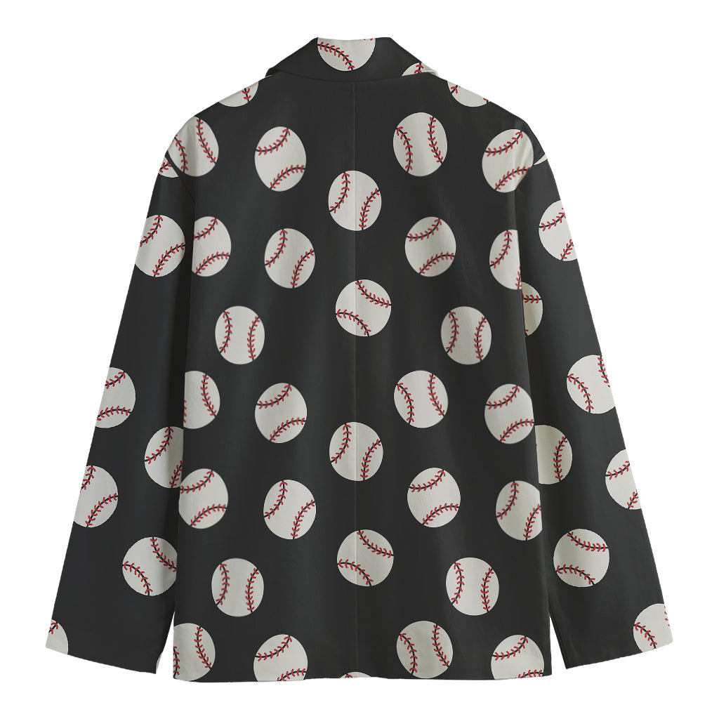 Black Baseball Pattern Print Men's Blazer