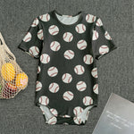 Black Baseball Pattern Print Men's Bodysuit