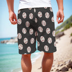 Black Baseball Pattern Print Men's Cargo Shorts